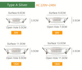 Kaguyahime LED Downlight 3W 5W 9W 15W 18W Silver White Ultra Thin Downlight AC110V 220V 240V Round Recessed LED Spot Lighting