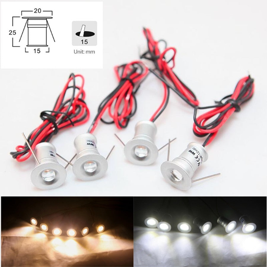 IP65 Mini Led Spot Light Dimmable Downlight 1W DC12V Round Square Recessed Ceiling Spot Lighting Cabinet Jewelry Lamps 9pcs/set