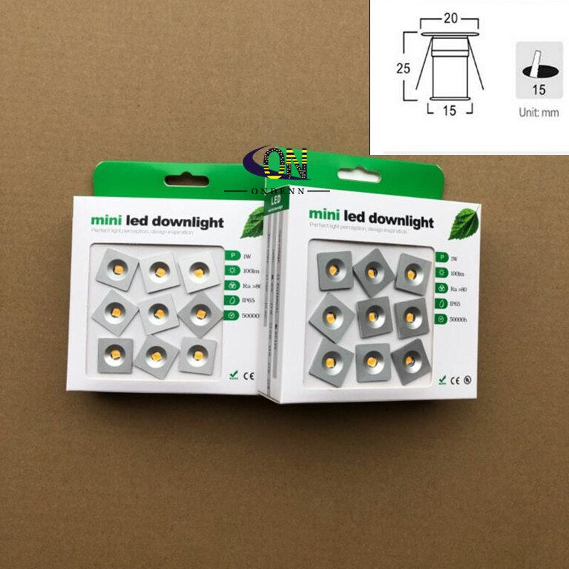 IP65 Mini Led Spot Light Dimmable Downlight 1W DC12V Round Square Recessed Ceiling Spot Lighting Cabinet Jewelry Lamps 9pcs/set