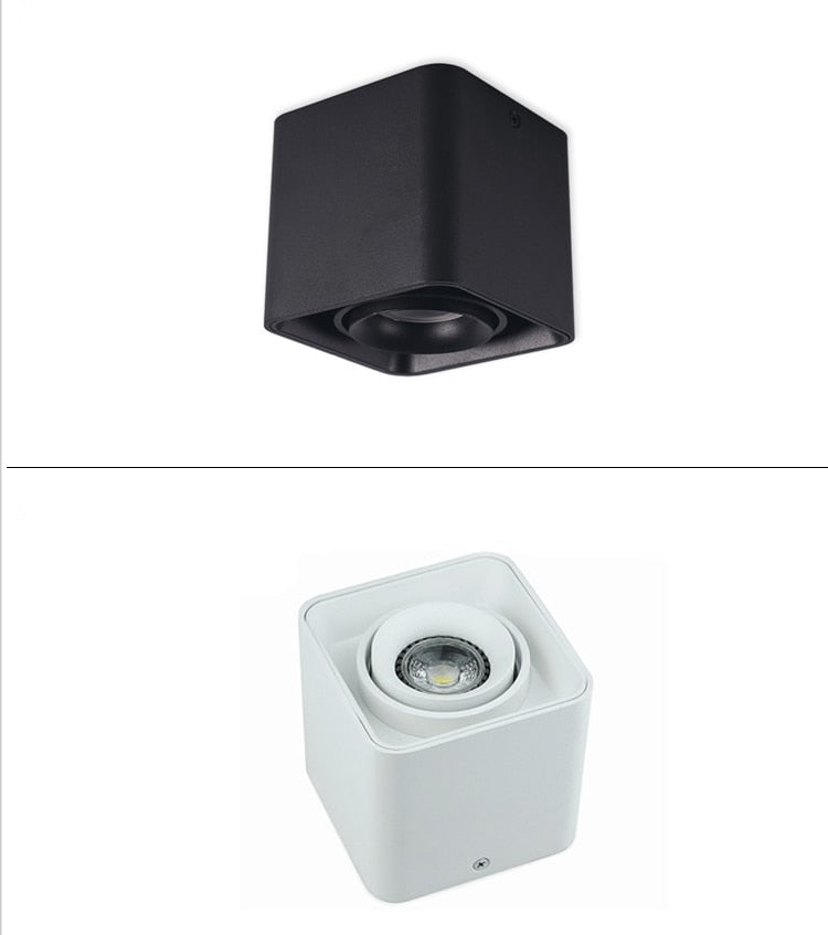 Angle Adjustable Surface Mounted LED Downlight+Replaceable GU10 LED Bulb 7W 10W 14W 20W Square LED Ceiling Spot Light AC110 220V