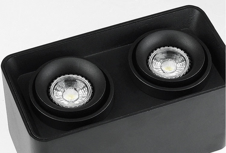 Angle Adjustable Surface Mounted LED Downlight+Replaceable GU10 LED Bulb 7W 10W 14W 20W Square LED Ceiling Spot Light AC110 220V