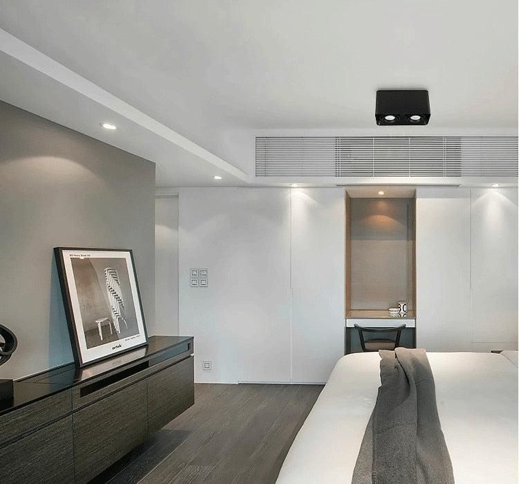 Angle Adjustable Surface Mounted LED Downlight+Replaceable GU10 LED Bulb 7W 10W 14W 20W Square LED Ceiling Spot Light AC110 220V