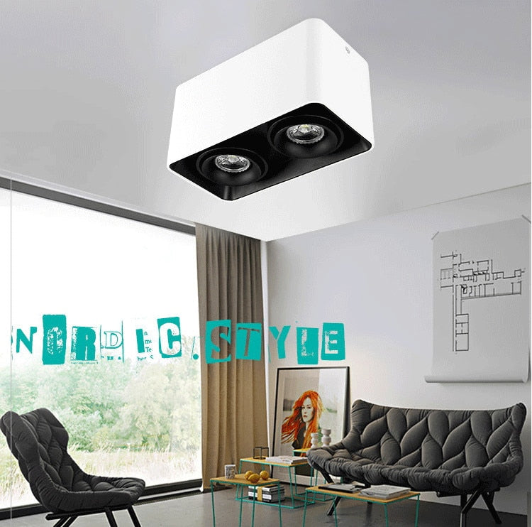 Angle Adjustable Surface Mounted LED Downlight+Replaceable GU10 LED Bulb 7W 10W 14W 20W Square LED Ceiling Spot Light AC110 220V