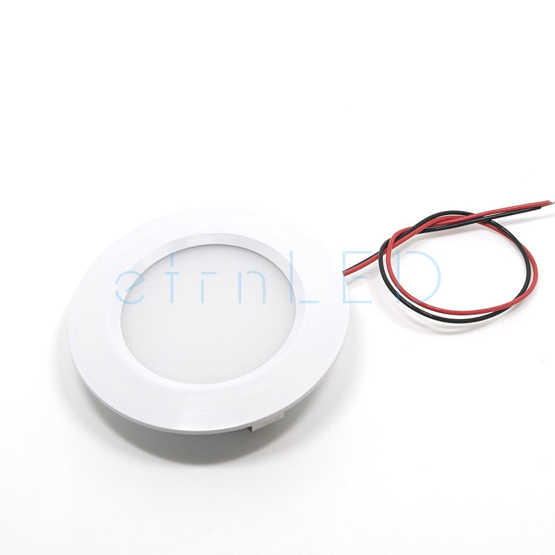 LED Mini LED Spot Round Ultra-Thin Concealed Recessed Downlight 12V 3W Under Cabinet Closet Wardrobe Motorhome Lamp Dimmable