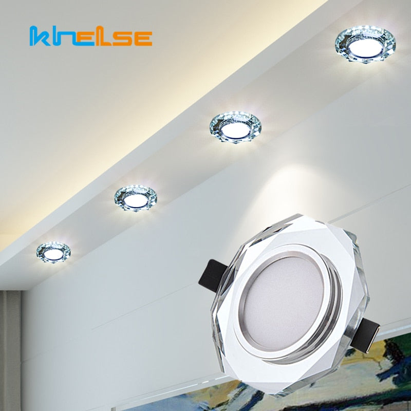 Europe Crystal 3W LED Ceiling Lamp Recessed Bedroom Luxury Downlight Living Room Decoration Spot Lighting Luminaire AC110/220V
