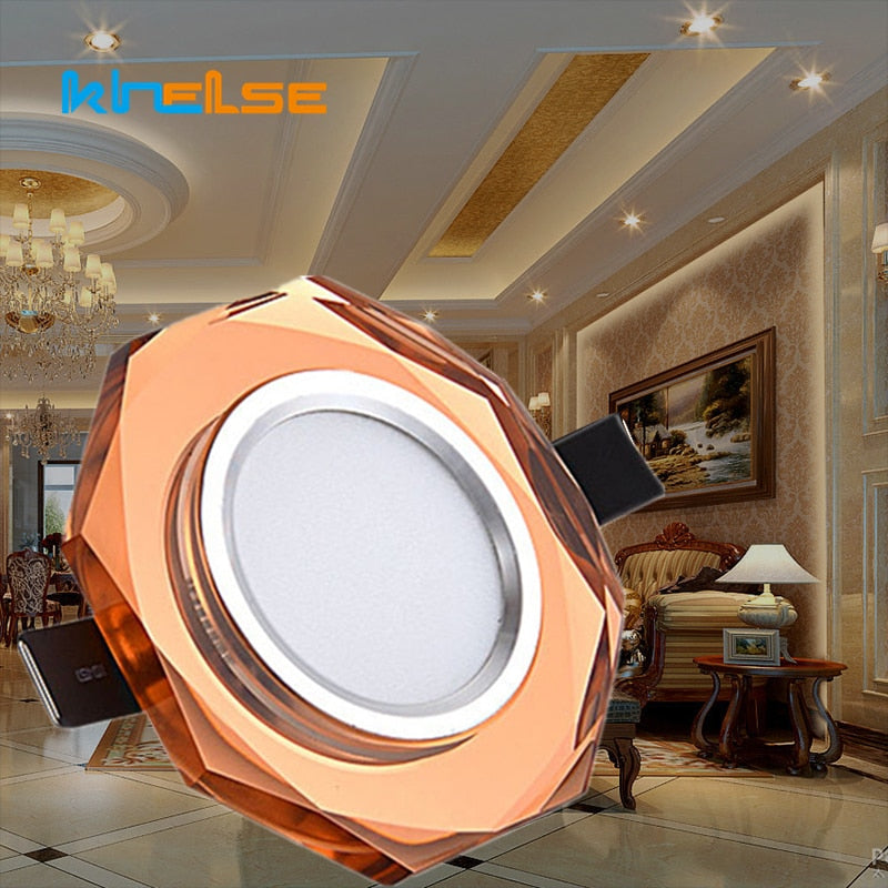 Europe Crystal 3W LED Ceiling Lamp Recessed Bedroom Luxury Downlight Living Room Decoration Spot Lighting Luminaire AC110/220V