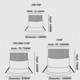 LED COB ceiling downlight /LED Down Light Power:  3W 5W 7W 9W 12W 15W Colour: Warm White(2900- 3100K);Cool white (6000K),