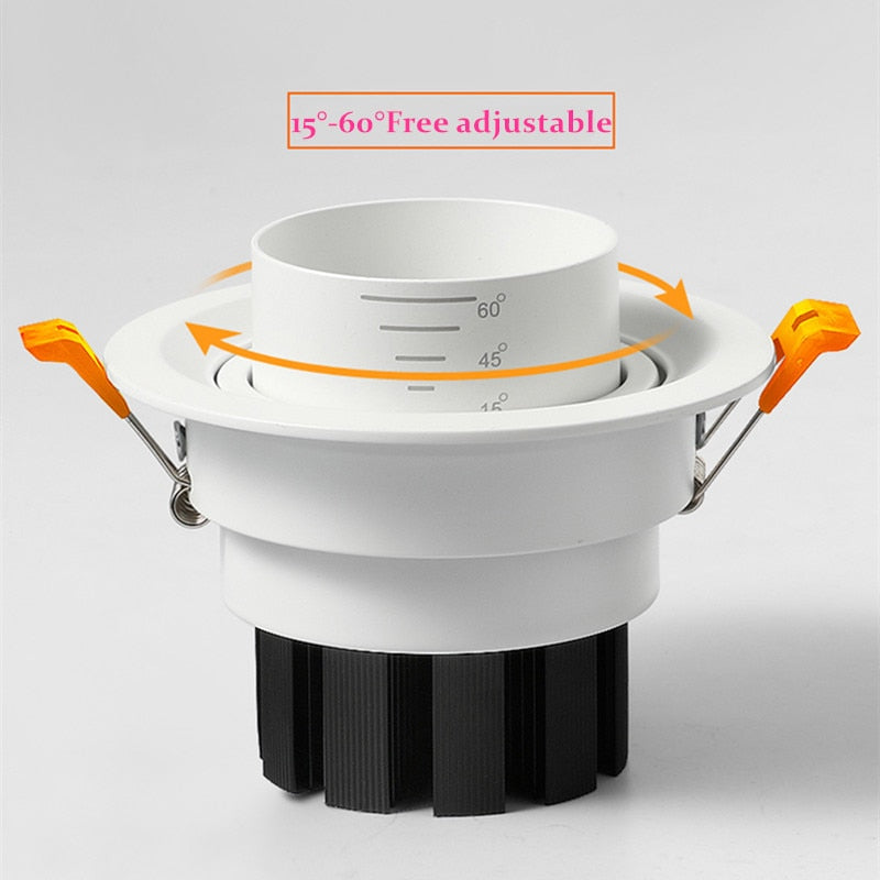 Dimmable LED Embedded Zoom 15-60 degrees COB Downlights 8W 12W 15W 18W 21W 24W Ceiling Lamp Spot Lights AC110-220V Indoor lighting