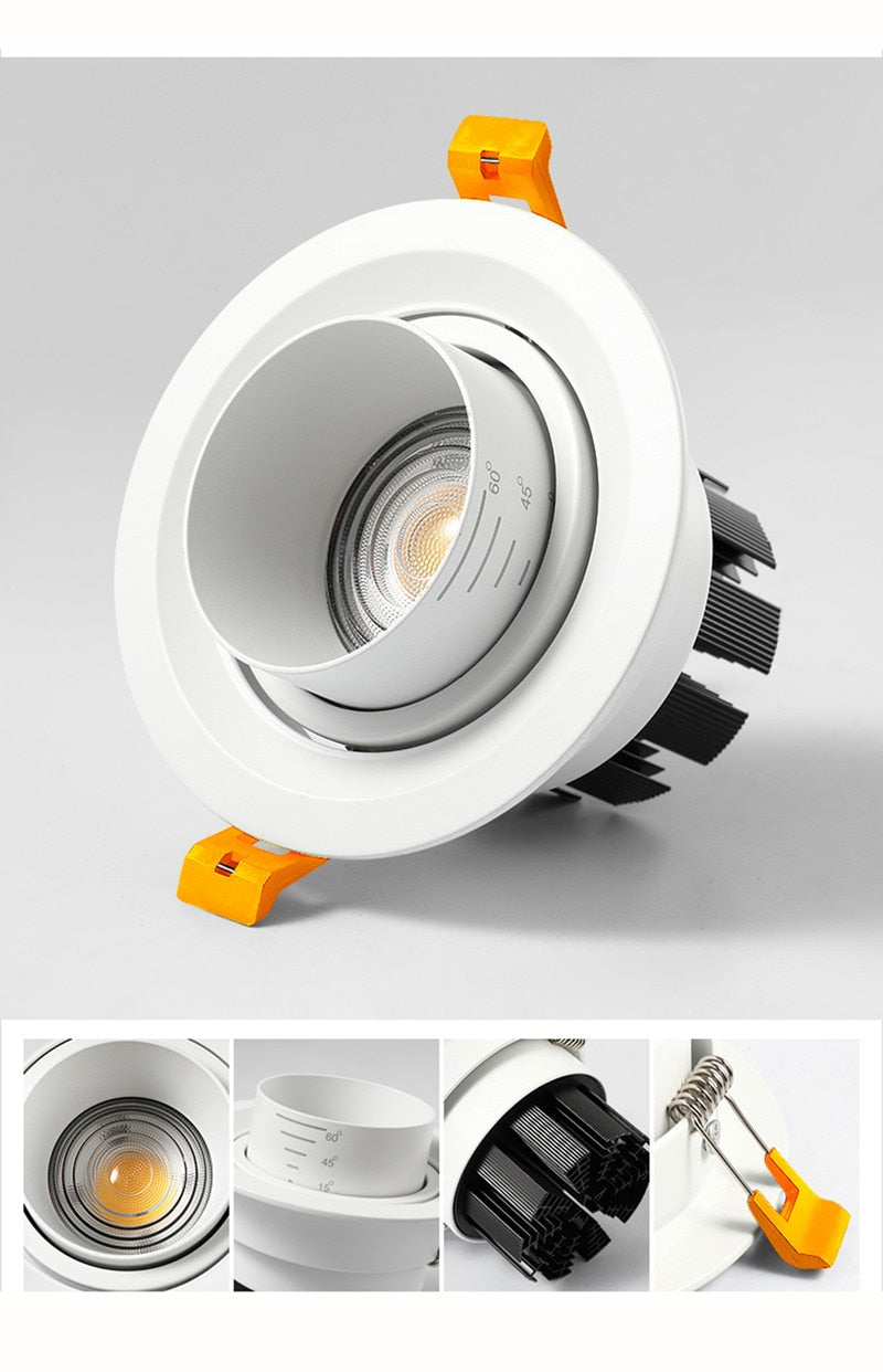 Dimmable LED Embedded Zoom 15-60 degrees COB Downlights 8W 12W 15W 18W 21W 24W Ceiling Lamp Spot Lights AC110-220V Indoor lighting