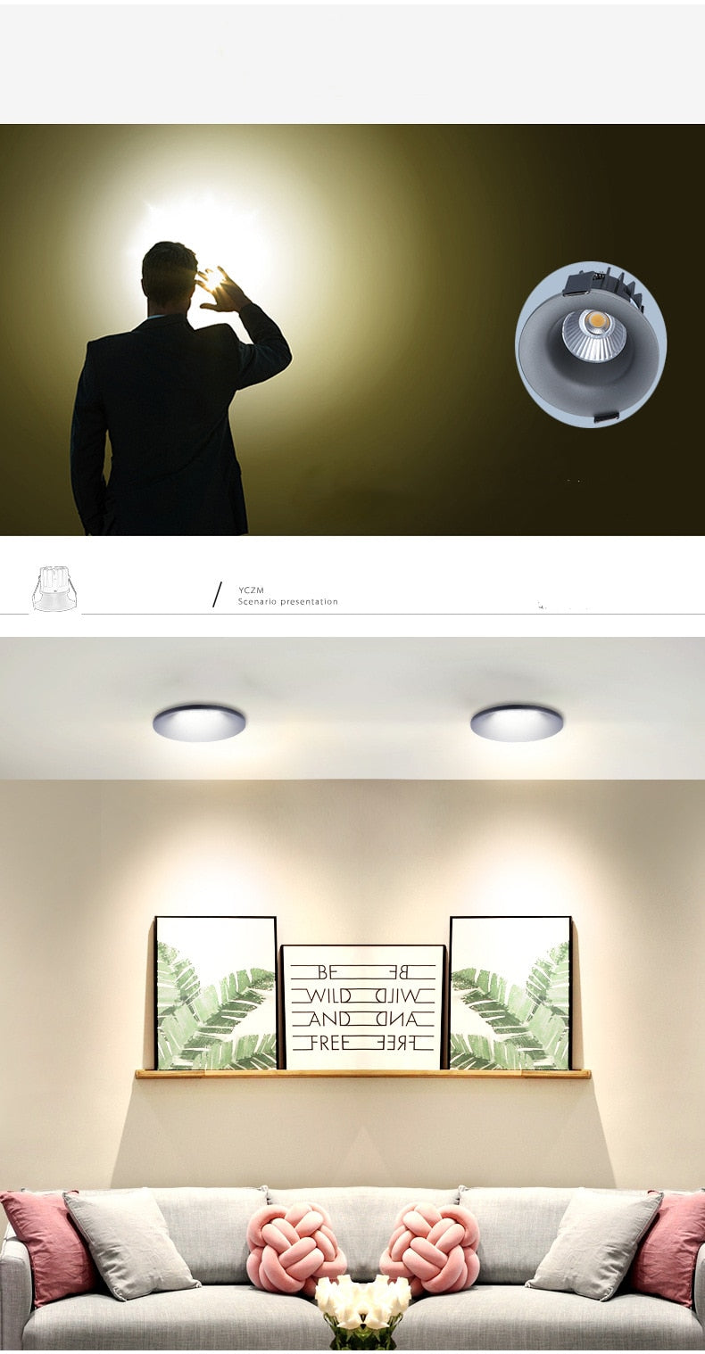 Dimmable recessed round LED Downlights COB Ceiling lamp Spot Lights 9W 12W 15W 18W LED Light led panel light Indoor Lighting