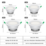 Lights Recessed Led Downlight Dimmable Spot Led Ceiling Lamp Aluminum Round Led Light 5W 7W 10W AC110V 220V For Living Room Lamp