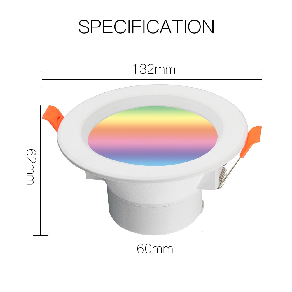ASEER WiFi Smart LED Downlight Dimming Round Spot Light 7W RGB+C+W Color Changing 2700K-6500K Warm Cool light ,Alexa Google