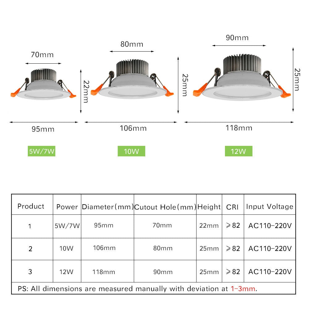 DBF Not Dimmable LED Recessed Downlight High Bright SMD 5730 3000K/4000K/6000K Ceiling Spot Lamp with 220V Driver Home Decor