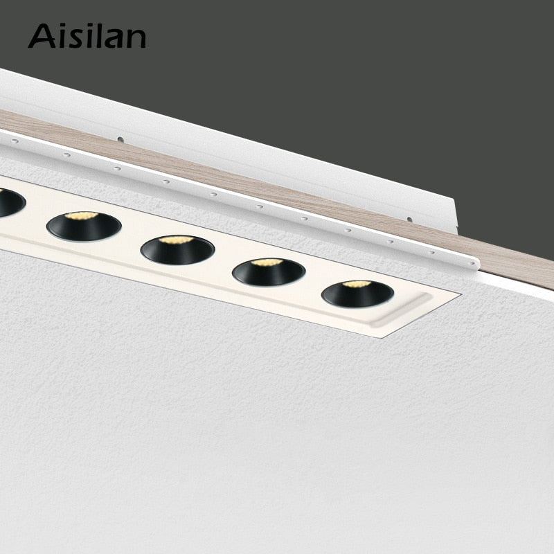 Aisilan led Grille Anti-glare Spot Light embedded downlight line lights Rectangle Ceiling Lamp 24W office Home Shop Decor