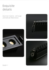 Aisilan led Grille Anti-glare Spot Light embedded downlight line lights Rectangle Ceiling Lamp 24W office Home Shop Decor