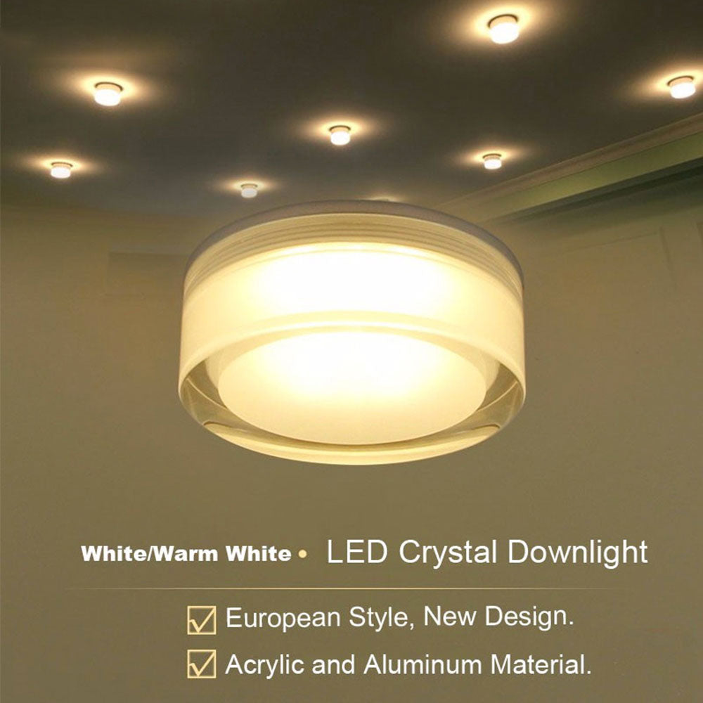 Crystal LED downlight 5W 10W 12W Dimmable led spot light AC220V 110V led recessed ceiling lamp For home illumination