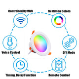 Tuya ZigBee RGBCW 6Inch 15W Recessed Retrofit Downlight  LED Dimmable Fixture Ceiling Light, Alexa Echo PlusHome Automation RGB