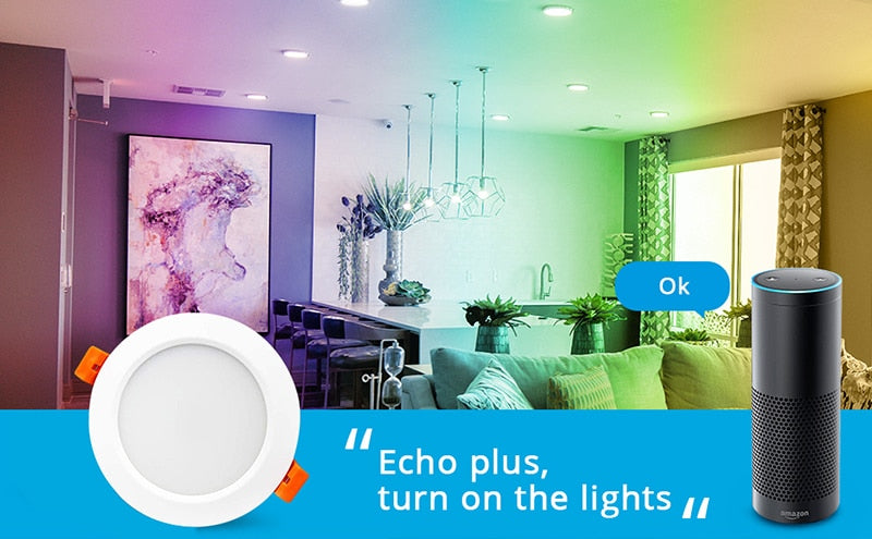 Tuya ZigBee RGBCW 6Inch 15W Recessed Retrofit Downlight  LED Dimmable Fixture Ceiling Light, Alexa Echo PlusHome Automation RGB