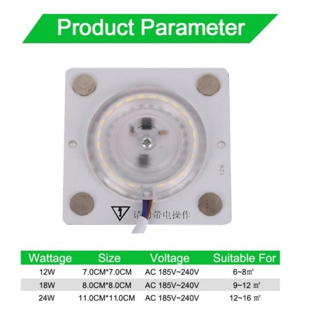 Ultra Bright Thin Led Light Source Module 12W 18W 24W 220v 240v For Ceiling Lamp Downlight Replace Accessory