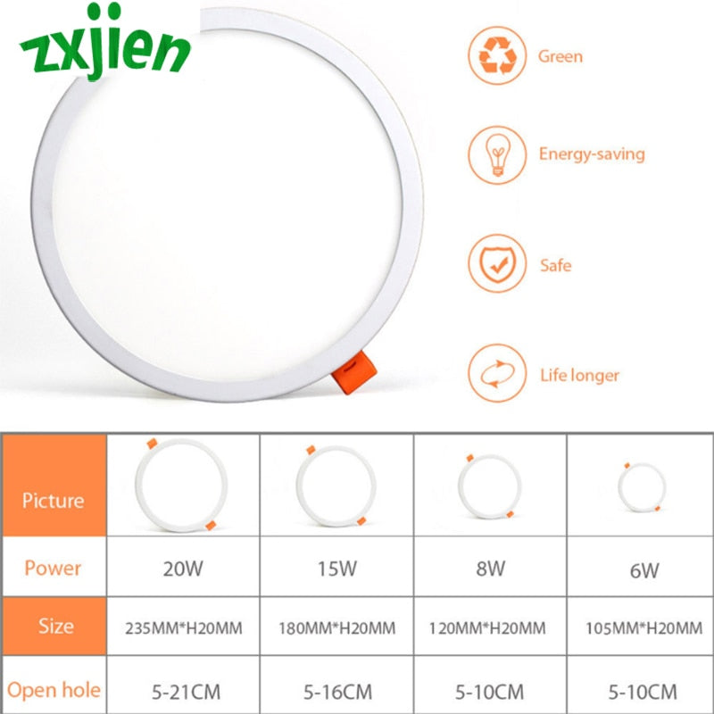High Quality LED Panel Light Ultra Thin Recessed Downlights 6W 8W 15W 20W 220V Round Square Ceiling Lamp Warm/Cool White