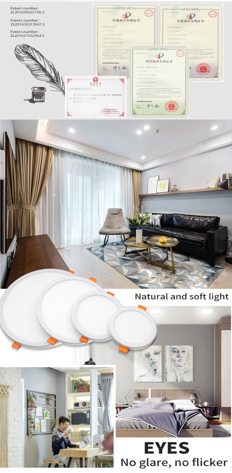 High Quality LED Panel Light Ultra Thin Recessed Downlights 6W 8W 15W 20W 220V Round Square Ceiling Lamp Warm/Cool White