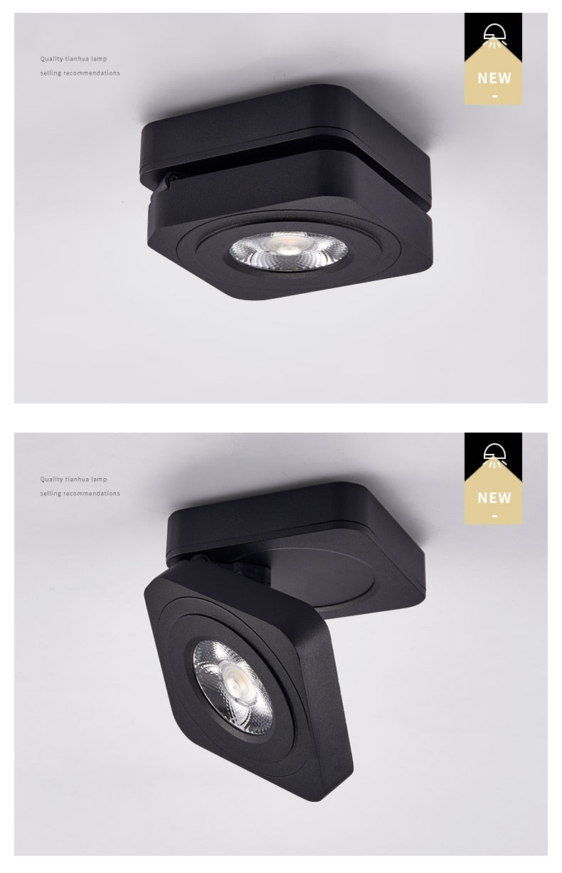 Folding COB LED Downlights 7W 10W 12W 15W Surface Mounted Led Ceiling Lamps Spot Light 360 Degree Rotation Downlights