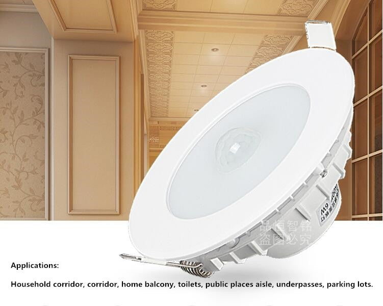 LED Recessed Ceiling Light 6W/9W/12W  no flicker PIR Motion Sensor LED Downlight light  AC 200-240V