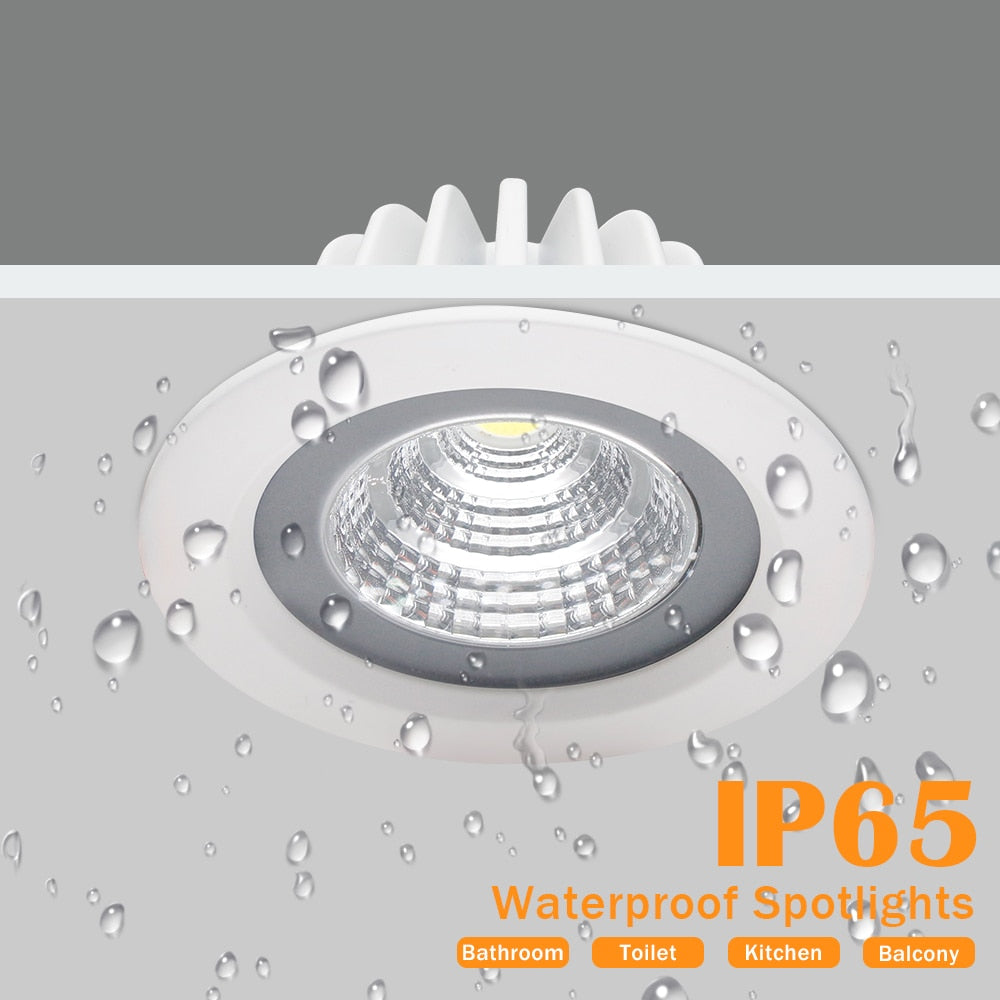 IP65 Waterproof Led Downlight Recessed Ceiling Downlight COB Led Spot Lamp For Bathroom Living Room Toilet Balcony Lighting
