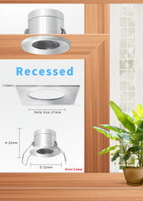 etrnLED 12V Led Spotlights Mini Down Light 1W Indoor Recessed Ceiling Spots Lamp for Home Showcase Cabinet Small Dimmable Focus