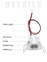 etrnLED 12V Led Spotlights Mini Down Light 1W Indoor Recessed Ceiling Spots Lamp for Home Showcase Cabinet Small Dimmable Focus