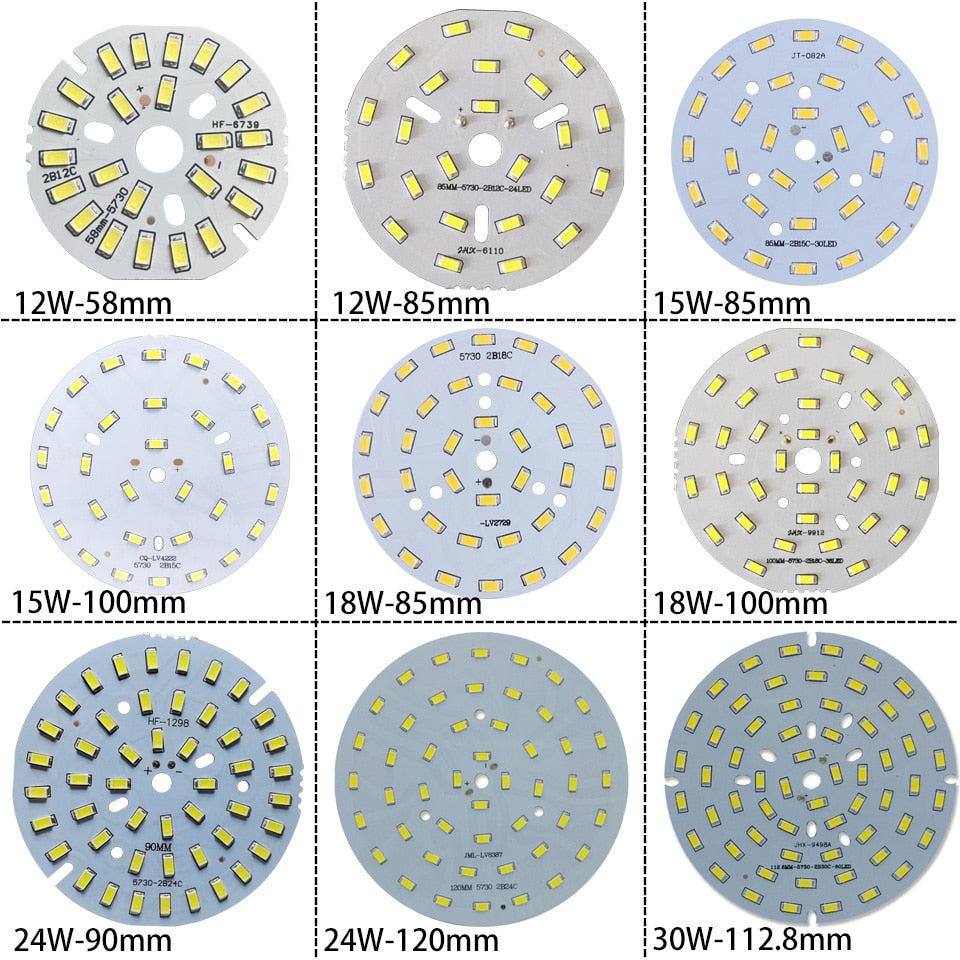 LED SMD Chip 3W 5W 7W 9W 12W 15W 18W 24W 30W 36W Brightness Light Board For LED Bulb Light downlight Ceiling PCB With LED