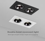 2020 dimmable anti-glare LED recessed downlight 5W 7W 12W ceiling spotlight AC 110V/220V angle adjustable square spotlight