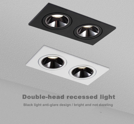 2020 dimmable anti-glare LED recessed downlight 5W 7W 12W ceiling spotlight AC 110V/220V angle adjustable square spotlight