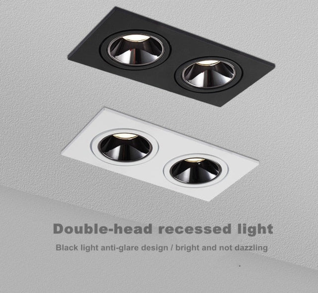 2020 dimmable anti-glare LED recessed downlight 5W 7W 12W ceiling spotlight AC 110V/220V angle adjustable square spotlight