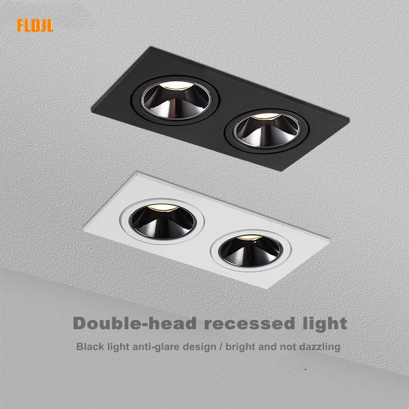2020 dimmable anti-glare LED recessed downlight 5W 7W 12W ceiling spotlight AC 110V/220V angle adjustable square spotlight
