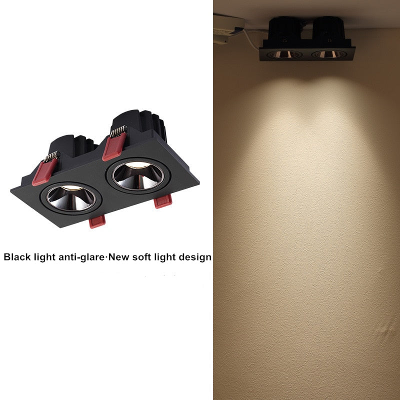 2020 dimmable anti-glare LED recessed downlight 5W 7W 12W ceiling spotlight AC 110V/220V angle adjustable square spotlight
