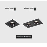 2020 dimmable anti-glare LED recessed downlight 5W 7W 12W ceiling spotlight AC 110V/220V angle adjustable square spotlight