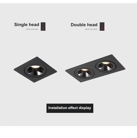 2020 dimmable anti-glare LED recessed downlight 5W 7W 12W ceiling spotlight AC 110V/220V angle adjustable square spotlight