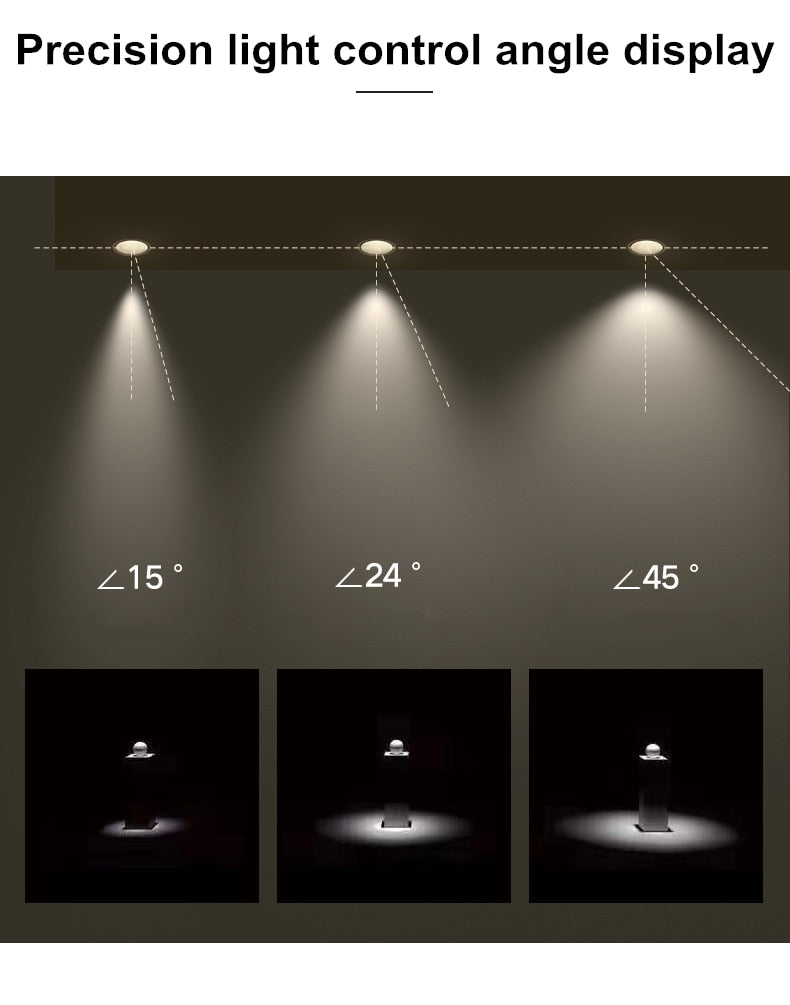2020 dimmable anti-glare LED recessed downlight 5W 7W 12W ceiling spotlight AC 110V/220V angle adjustable square spotlight