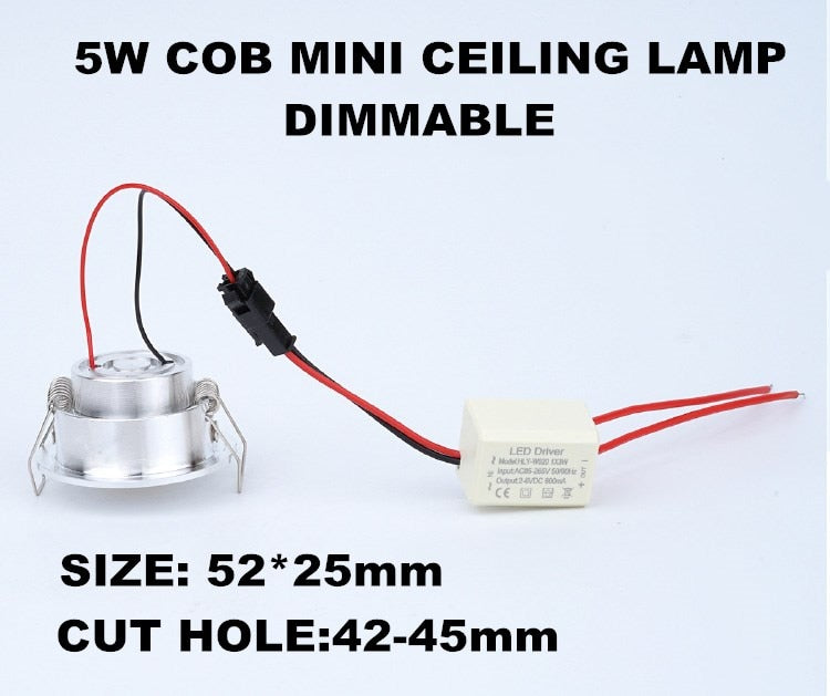 LED Downlight Dimmable COB Mini Led Spot 5W AC 85-265V LED Downlight Satin Nickel Miniature Indoor Outdoor Ceiling Spot