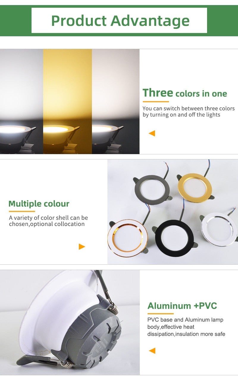 Kaguyahime 10pcs Downlight 5w 3w LED Spot Light 3000k 4500K 6000K Indoor Recessed Lamp AC 220V LED Spotlight Gold Silver Surface