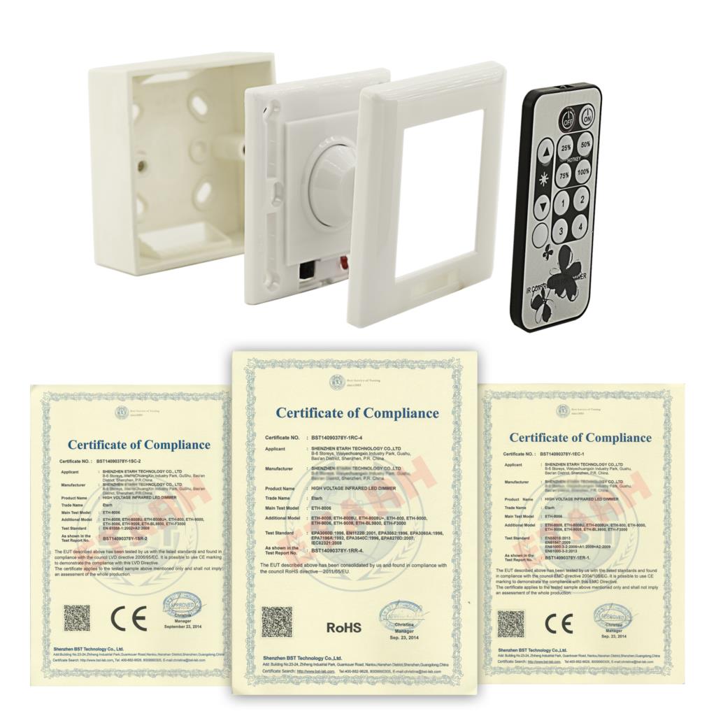 IR LED Dimmer Switch - 220V LED Light Adjustable Dimmer Switch Brightness  Control + IR Remote Controller 200W