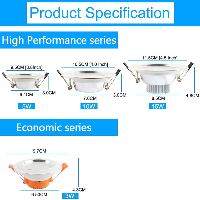 GreenEye AC85~265V High Power LED Downlights Ceiling Lamp SMD5730 5W 10W 15W 110V 220V LED Lamp LED Down Light Spot Light Bright