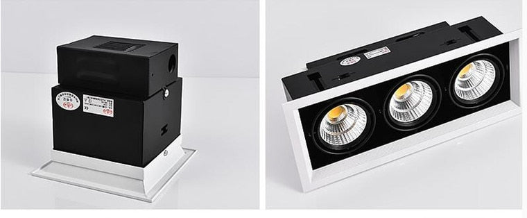 Square Dimmable Recessed COB LED Downlights 10W 20W 30W LED Ceiling Lamps AC85-265V LED Ceiling Spot Lights Indoor Lighting