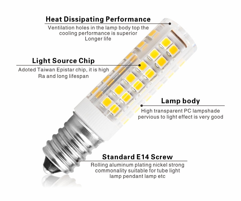 LED Bulb Lamp 220V-240V 2pcs/lot 3W 4W 5W 7W E14 Mini Corn Bulb Light 2835SMD 360 Beam Angle Replace Halogen Chandelier Lights