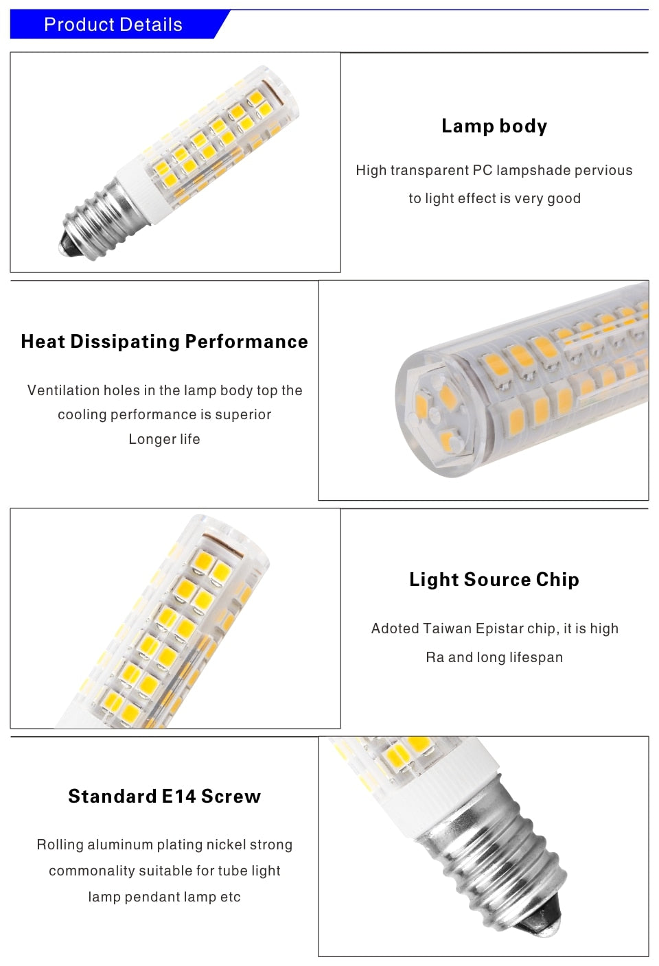 LED Bulb Lamp 220V-240V 2pcs/lot 3W 4W 5W 7W E14 Mini Corn Bulb Light 2835SMD 360 Beam Angle Replace Halogen Chandelier Lights