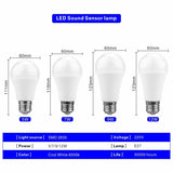 LED Sound Motion Sensor Bulb 5W 7W 9W 12W E27 220V LED White Light Bulb For Stair Hallway Night Light Pathway Lampada LED Lamp