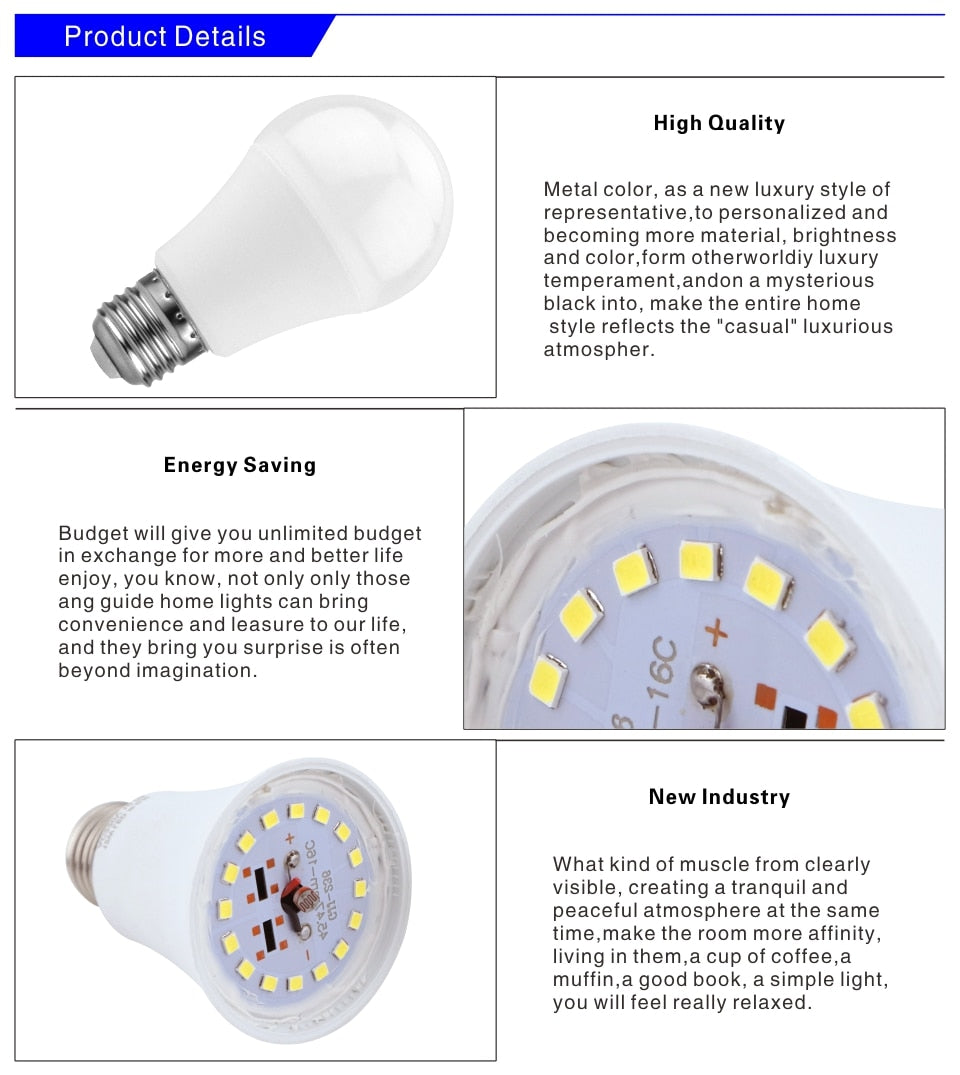 LED Sound Motion Sensor Bulb 5W 7W 9W 12W E27 220V LED White Light Bulb For Stair Hallway Night Light Pathway Lampada LED Lamp