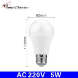 LED Sound Motion Sensor Bulb 5W 7W 9W 12W E27 220V LED White Light Bulb For Stair Hallway Night Light Pathway Lampada LED Lamp