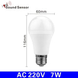 LED Sound Motion Sensor Bulb 5W 7W 9W 12W E27 220V LED White Light Bulb For Stair Hallway Night Light Pathway Lampada LED Lamp